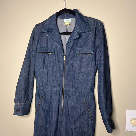 Vintage 70s sears denim jumpsuit - Picture 1 of 15